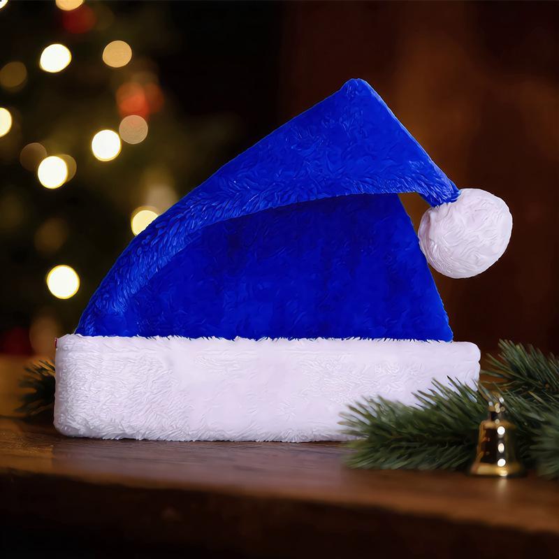Santa Hat Plush - 柔らかいぬいぐるみ製のクリスマスサンタ帽子、ふわふわの白いつば付き、複数のカラーオプション、ホリデーパーティー、クリスマスイベント、家族に最適