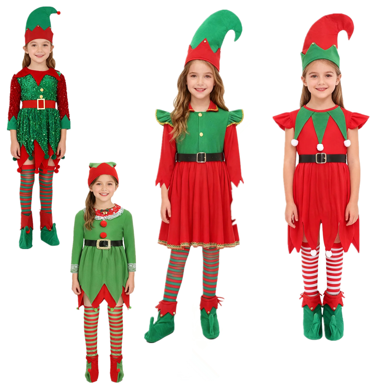 Elf Costume Christmas - エルフガール クリスマスコスチューム サンタクロース ヘルパー エルフ ドレス