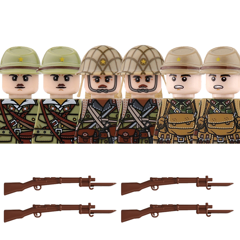 Lego Set City - 第二次世界大戦の軍歩兵 日本兵フィギュア 組み立てブロック イギリス ドイツ ソビエト連邦