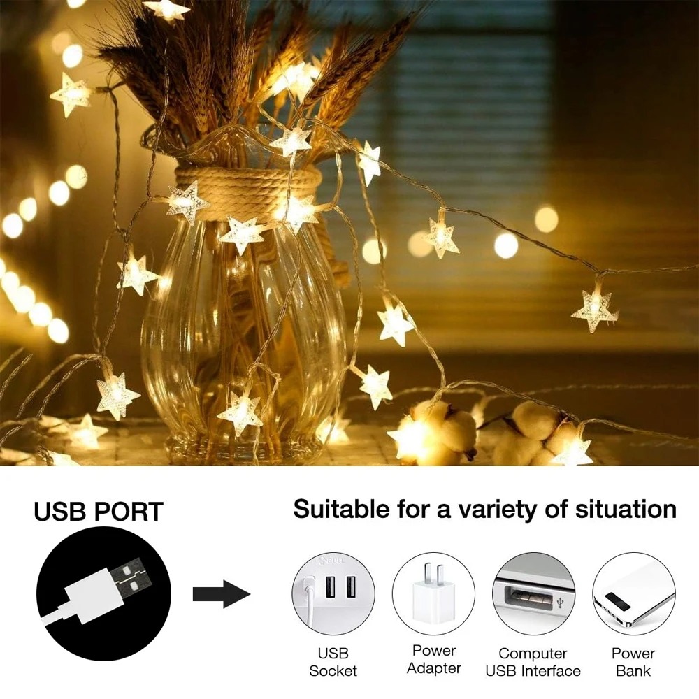 スターストリングライト、3m/6m LEDフェアリートゥイン - Led Fairy String Lights のレビューと価格