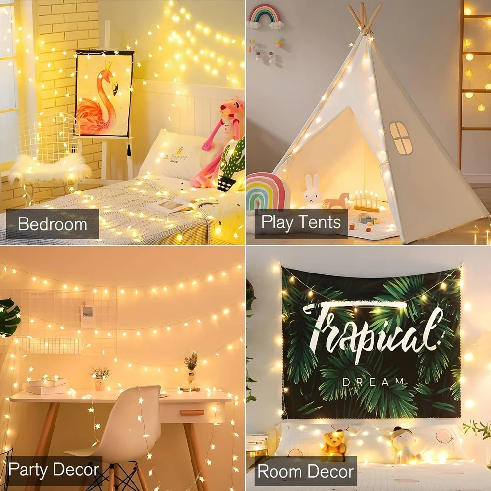 スターストリングライト、3m/6m LEDフェアリートゥイン - Led Fairy String Lights のレビューと価格
