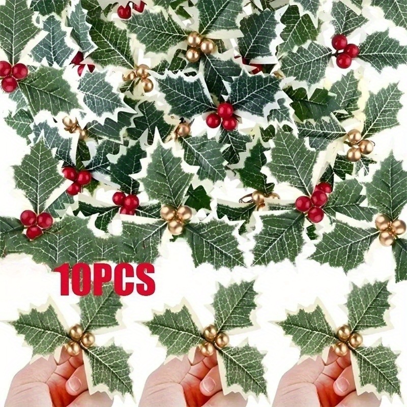 10 個人工ヒイラギの実緑の葉 DIY クリスマスリース結婚 - Christmas Wreath Fake のレビューと価格