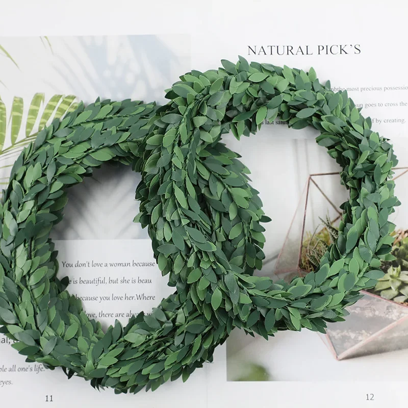 7 メートルの鉄線グリーンリーフつる結婚式の装飾花花輪クリス - Christmas Wreath Fake のレビューと価格