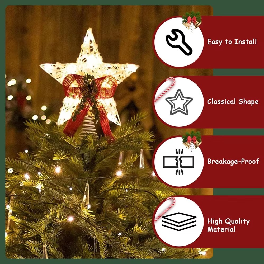 電池式LEDクリスマスツリースター、ツリートッパー、ツリーオ - Star Tree Topper のレビューと価格